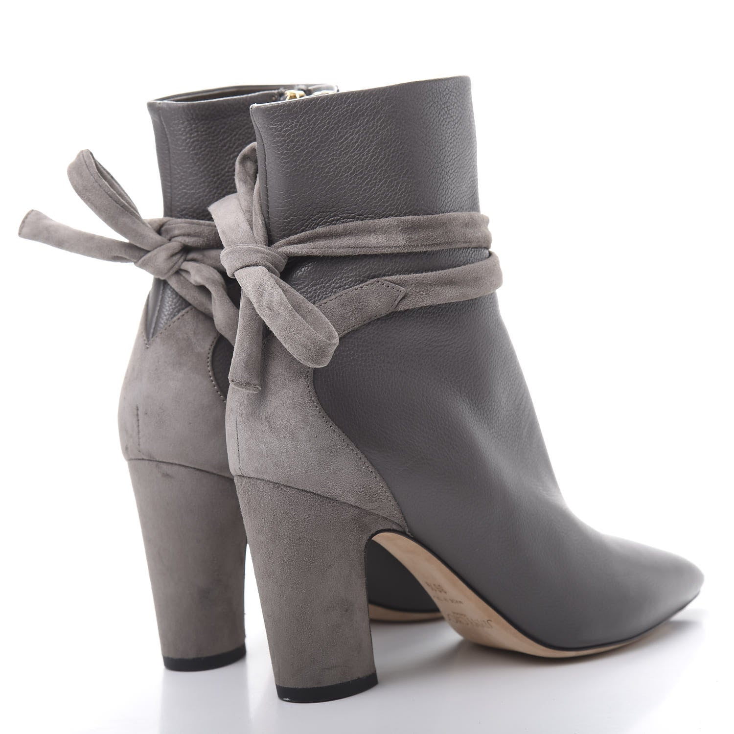 Jimmy Choo Calfskin Suede Henrietta Tie Bootie 36.5 Dark Grey 4 of 10