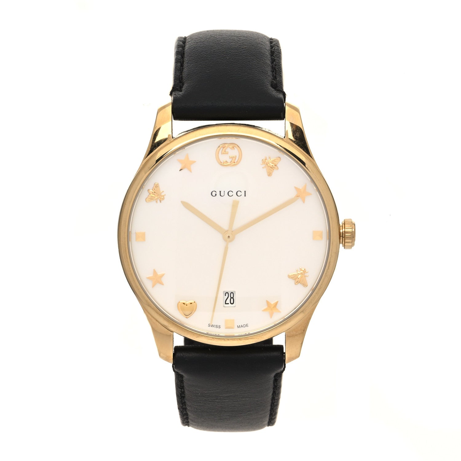 Gucci Stainless Steel Calfskin Mother of Pearl 36mm G-Timeless Charm Quartz Watch 1 of 4