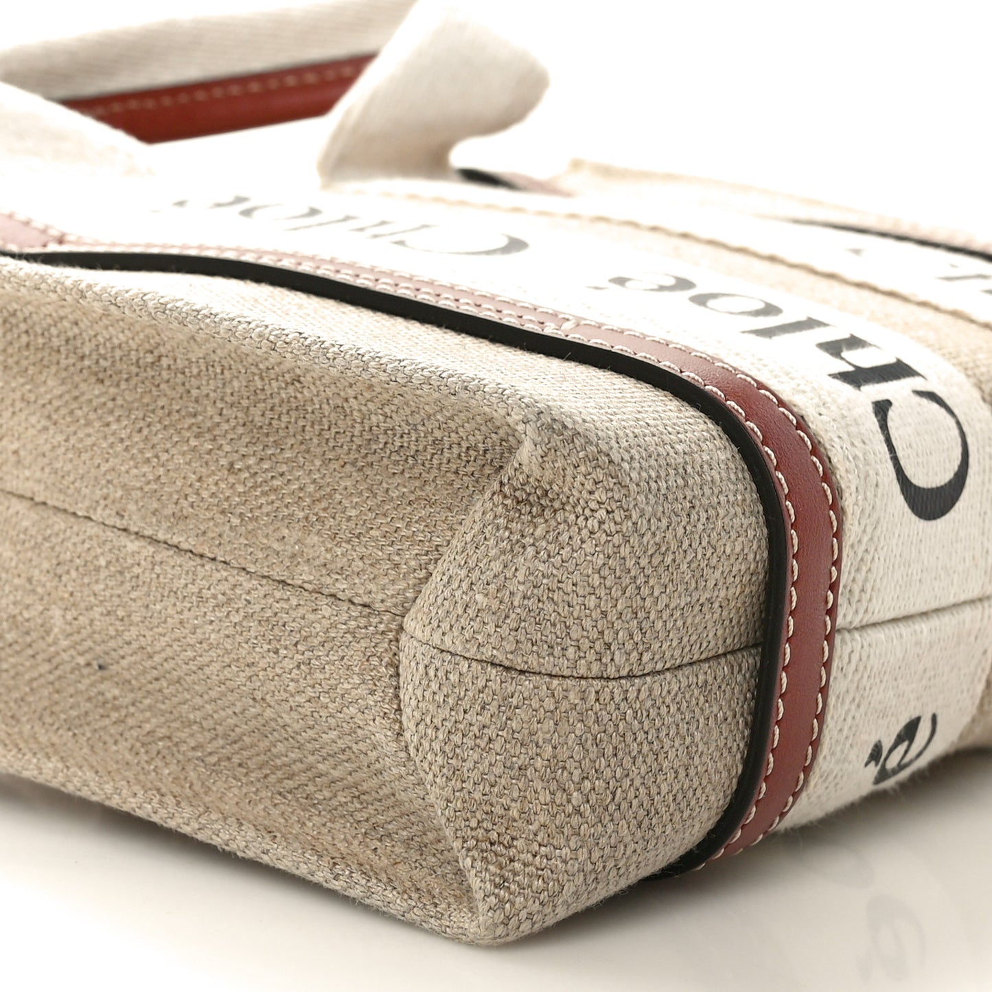 Cotton Calfskin Mini Woody Ribbon Tote White Brown