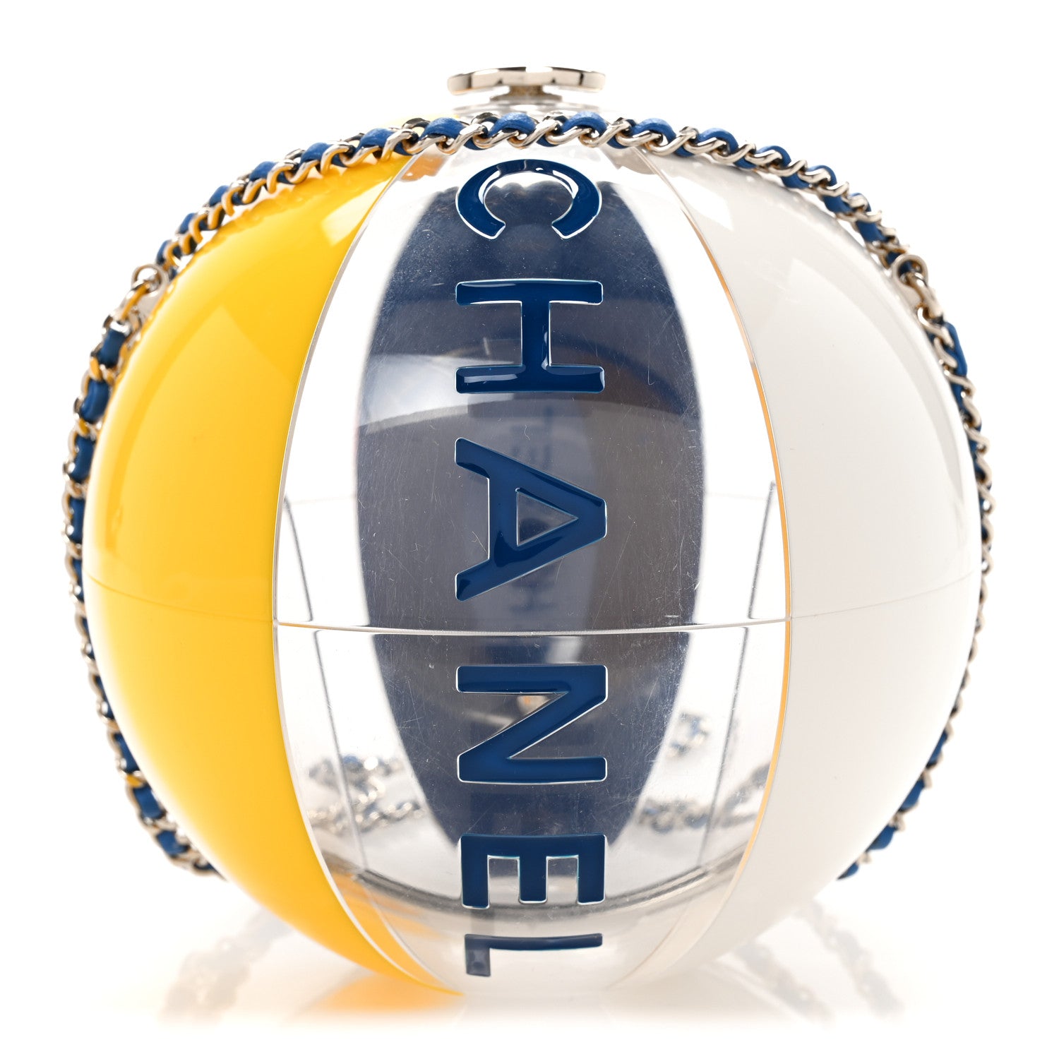 Chanel Plexiglass Coco Beach Ball Minaudiere Clutch Yellow White