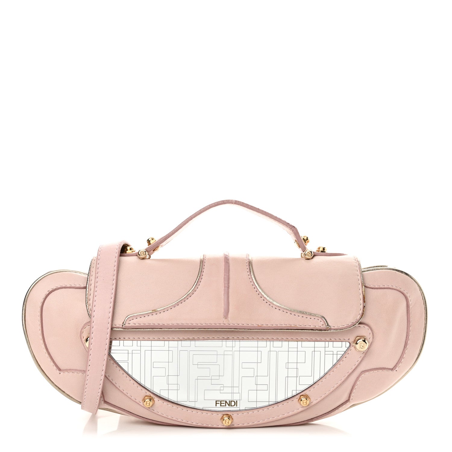 Fendi Nappa Flipping Mini Vanity Mirror Clutch Rose 1541717