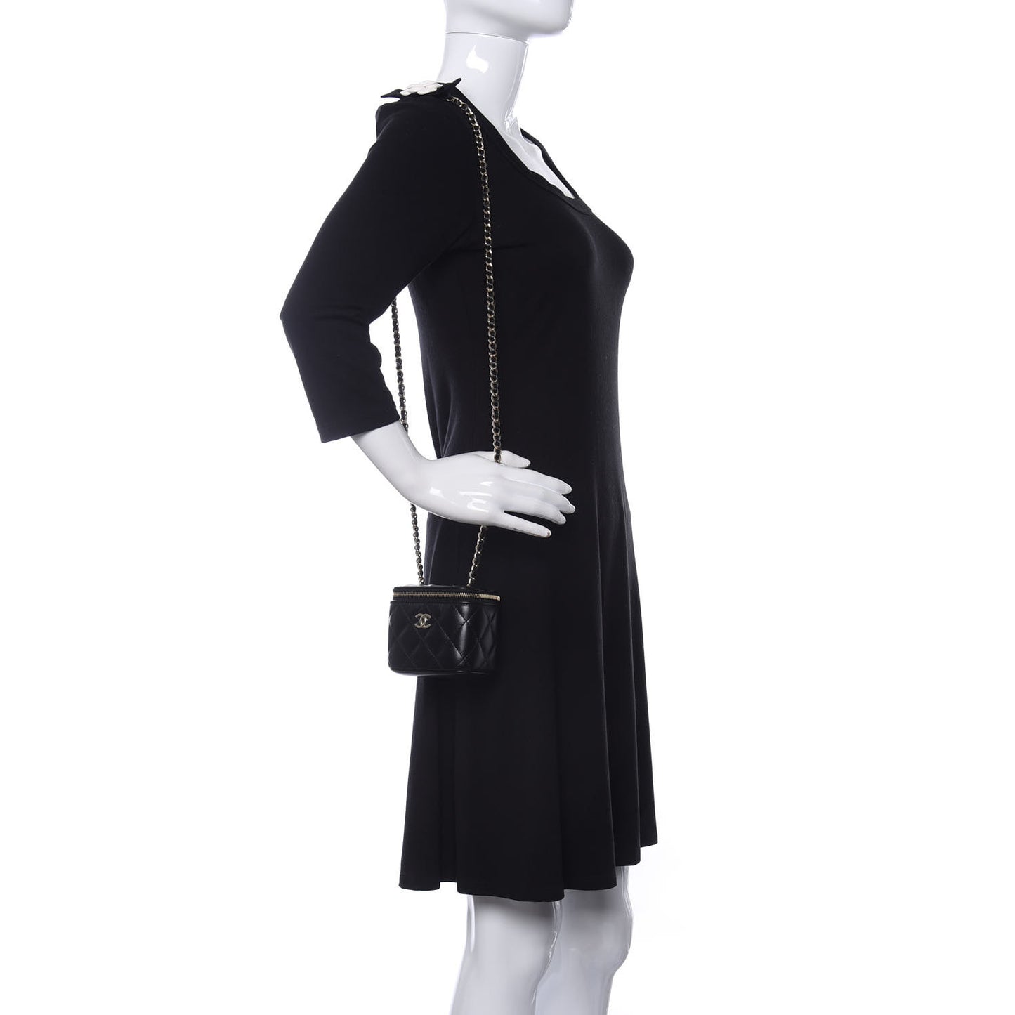 Lambskin Quilted My Chanel Lady Vanity Case With Chain Black