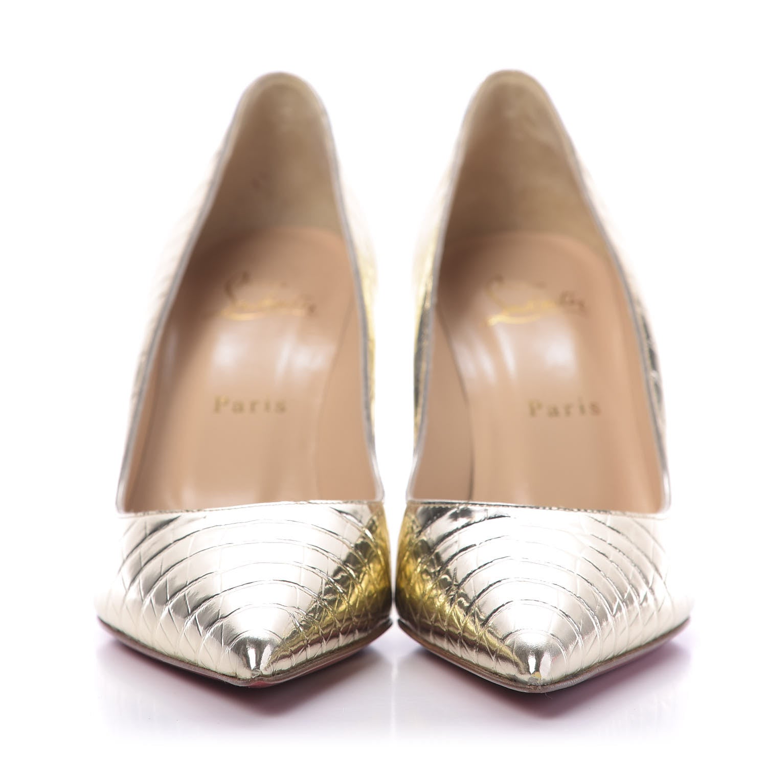 Christian Louboutin Metallo Cocco Clare 80 Pumps 37 Platine 2 of 9