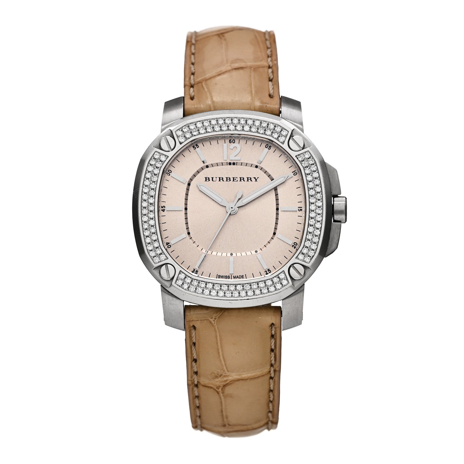 Burberry Stainless Steel Alligator Diamond Bezel 38mm The Britain Burberry Stainless Steel Alligator Diamond Bezel 38mm The Britain