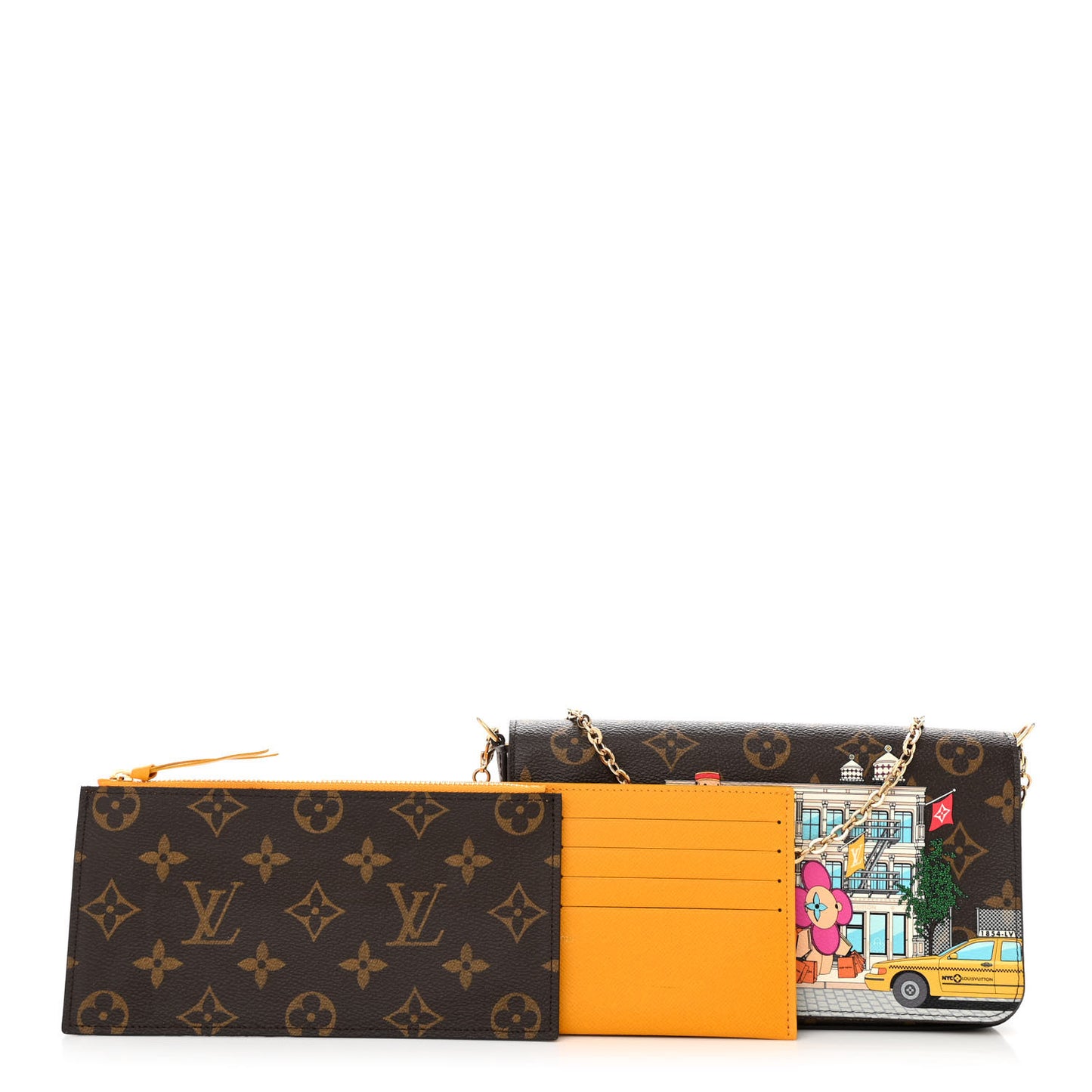 Monogram 2022 Christmas Animation New York Soho Pochette Felicie Chain Wallet Yellow
