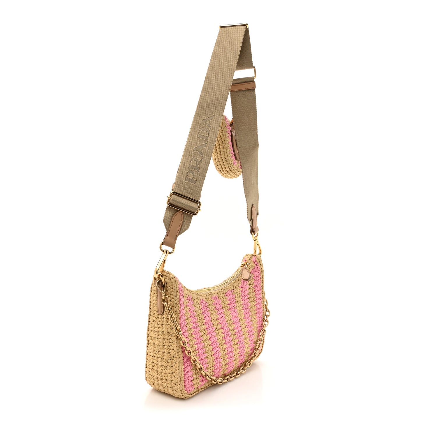 Yarn Raffia Effect Crochet Striped Re-Edition 2005 Shoulder Bag Naturale Petalo