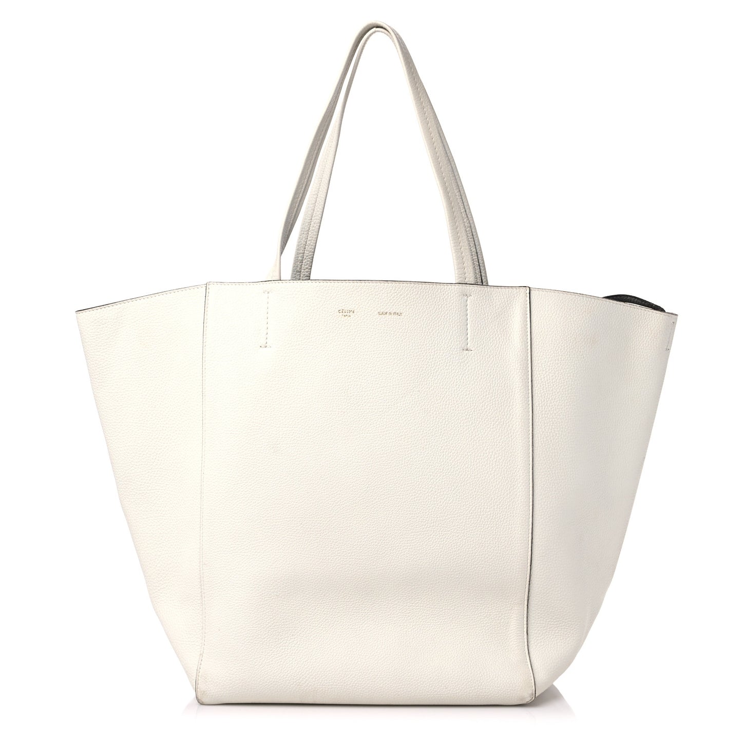 Grained Calfskin Medium Horizontal Cabas Phantom White