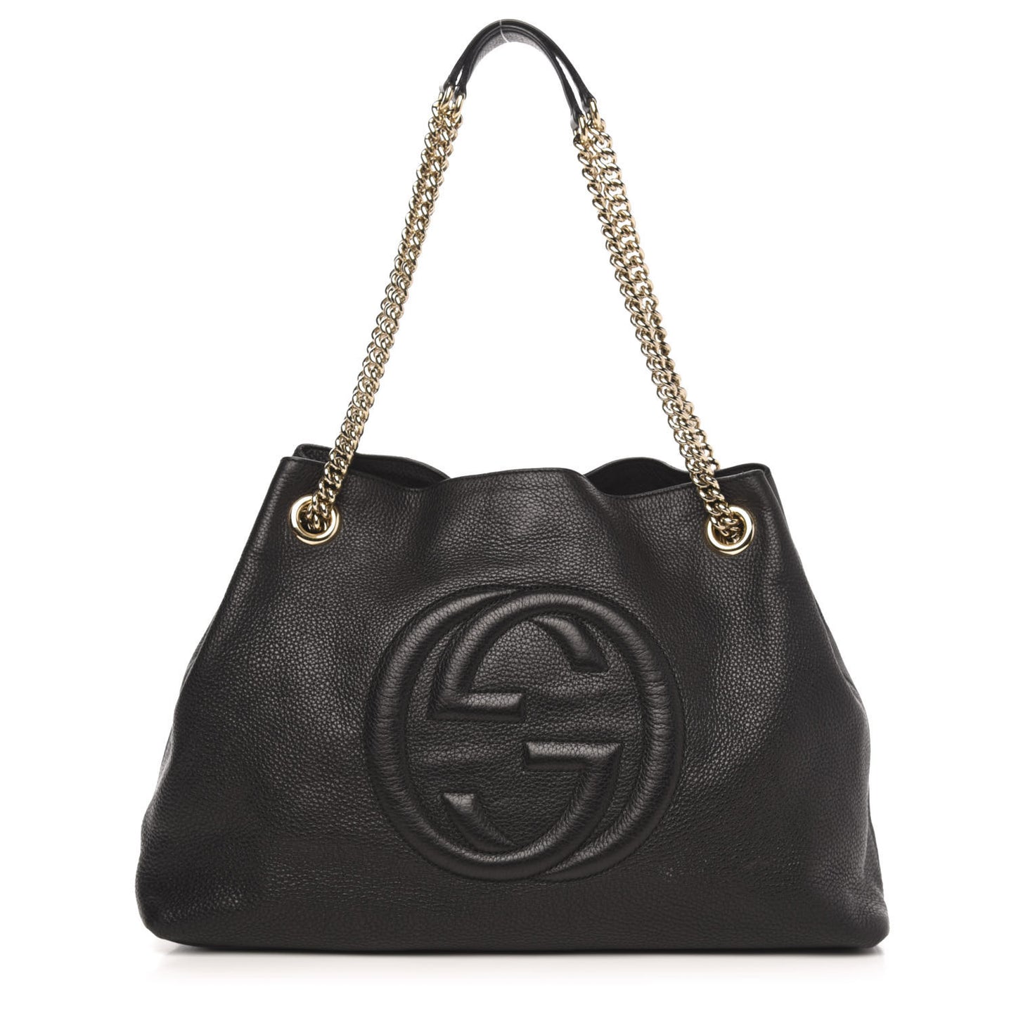 Pebbled Calfskin Medium Soho Chain Shoulder Bag Black