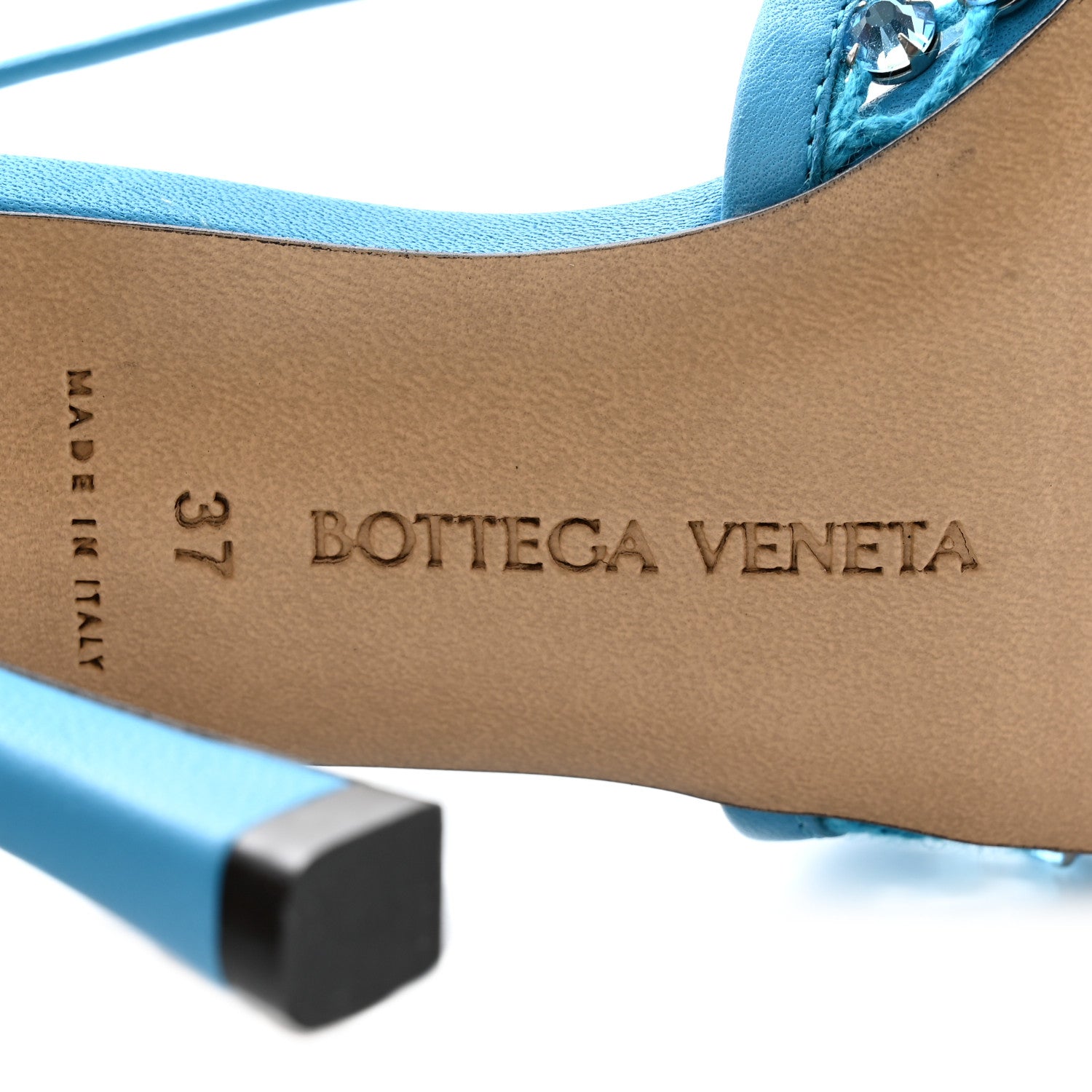 Bottega Veneta Mesh Nappa Crystal Embellished Sparkle Stretch Ankle Tie 90mm Sandals 37 Pool 6 of 10