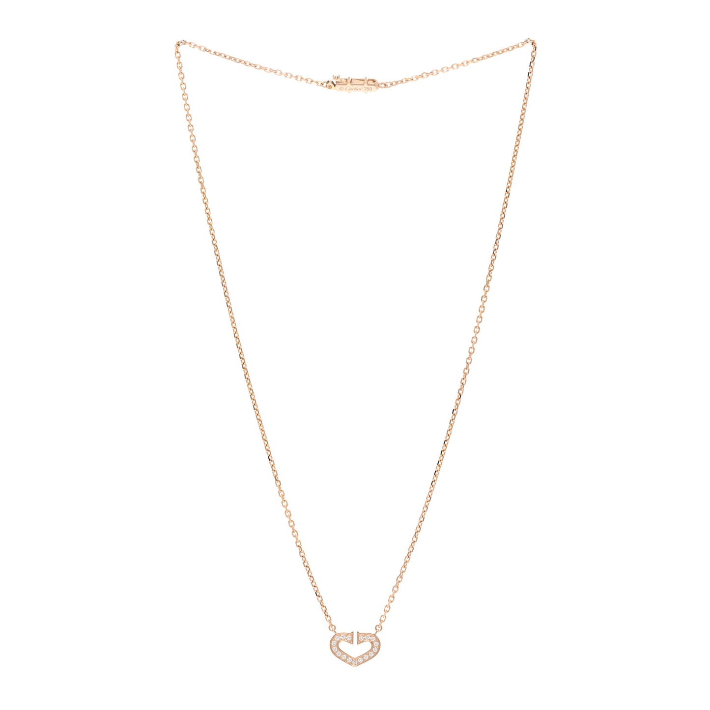 18K Pink Gold Diamond Hearts And Symbols Pendant Necklace