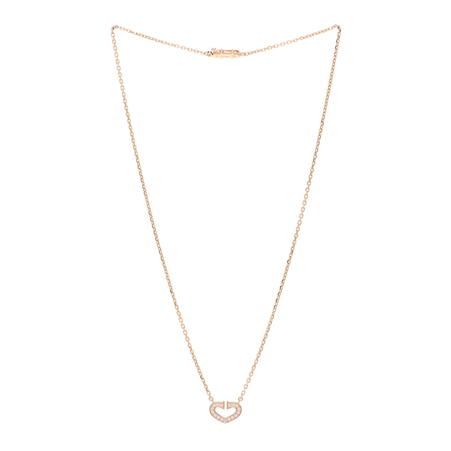 Cartier 18K Pink Gold Diamond Hearts And Symbols Pendant Necklace 3 of 4