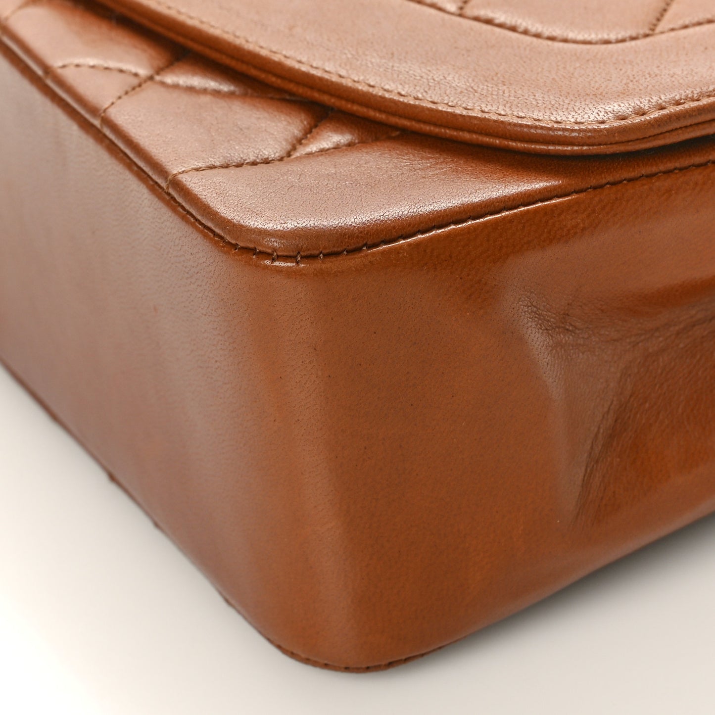 Lambskin Quilted Medium Single Flap Brown