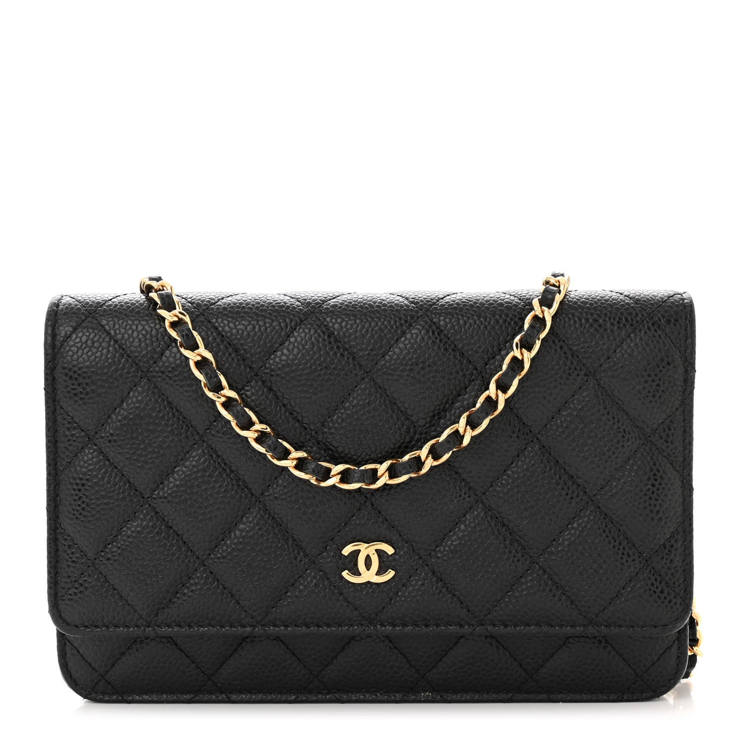 Caviar Quilted Wallet on Chain WOC Black