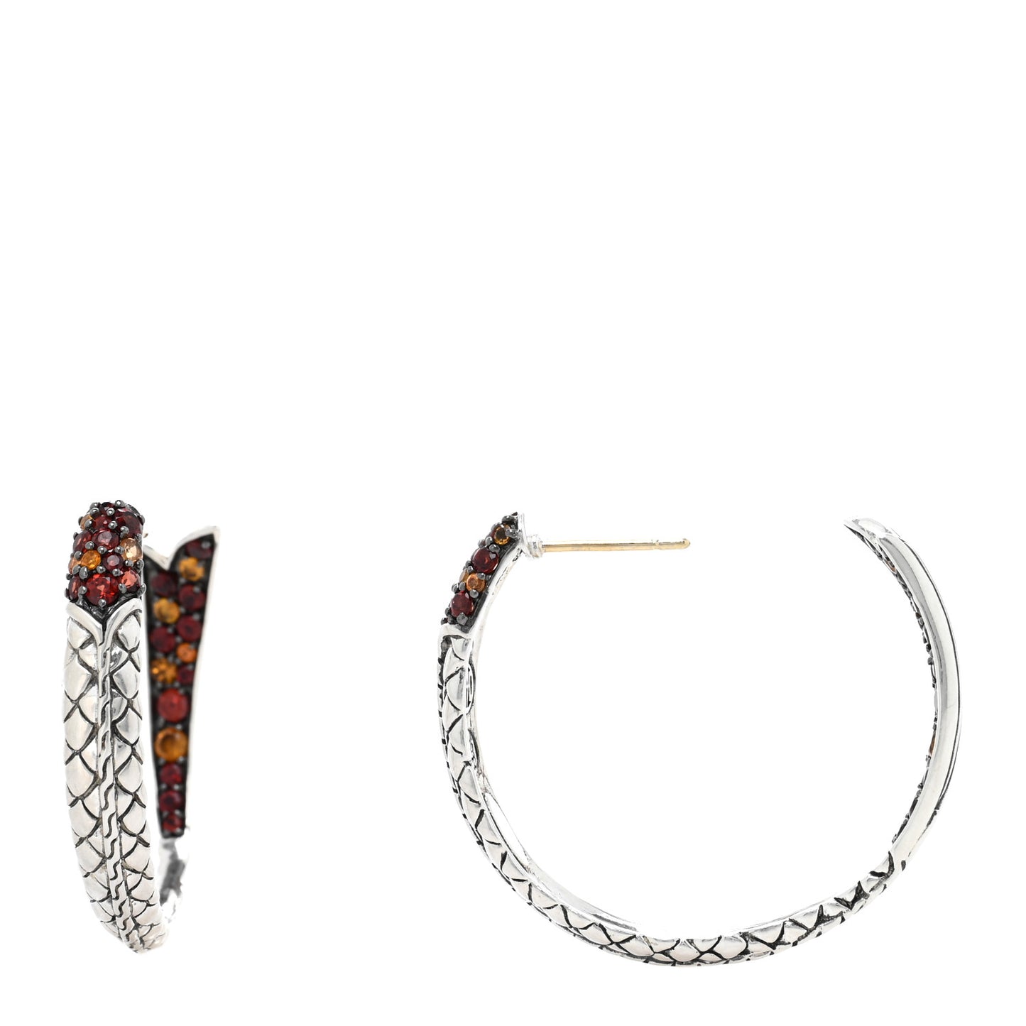 Sterling Silver Garnet Citrine Hoop Earrings
