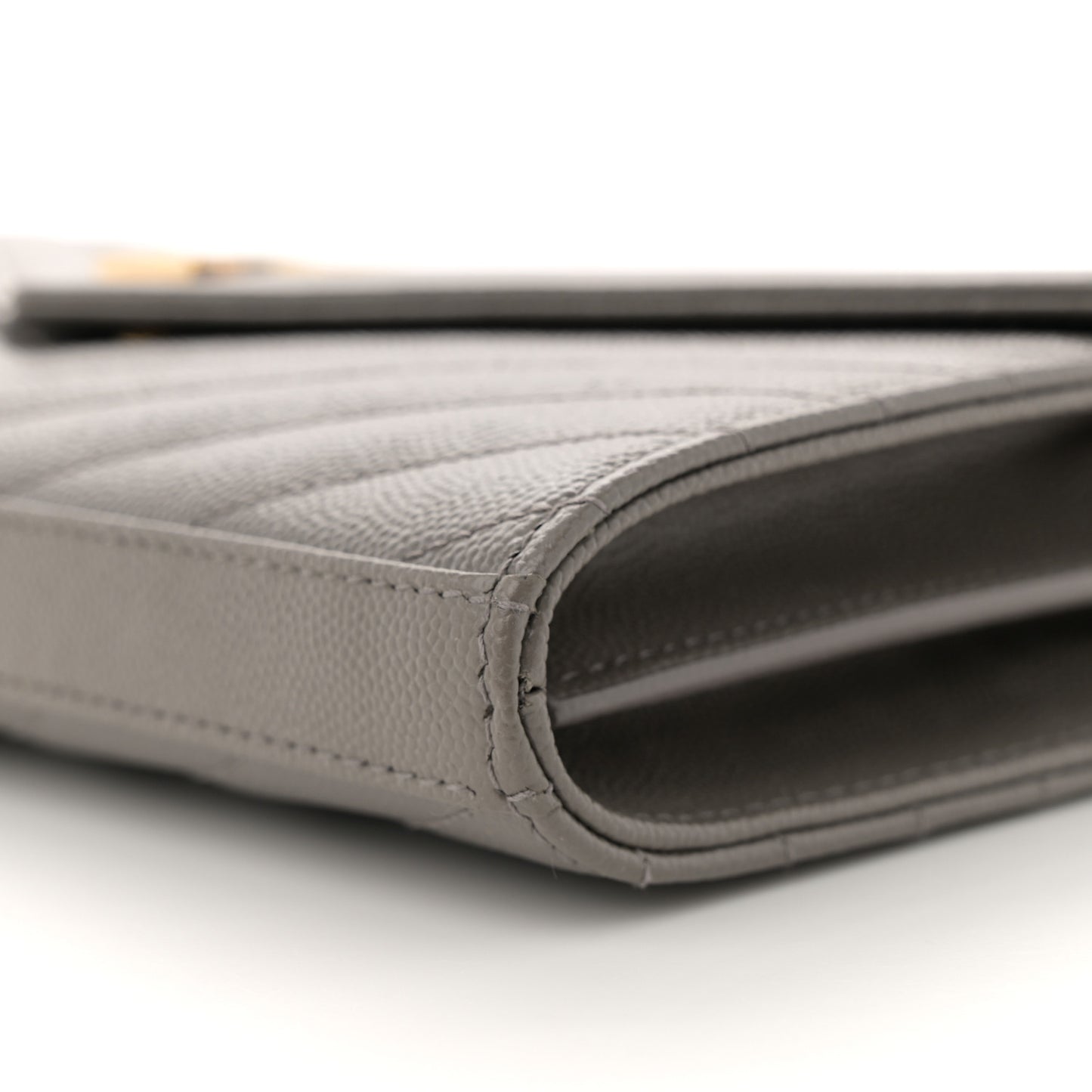 Grain De Poudre Matelasse Chevron Monogram Chain Wallet Fog