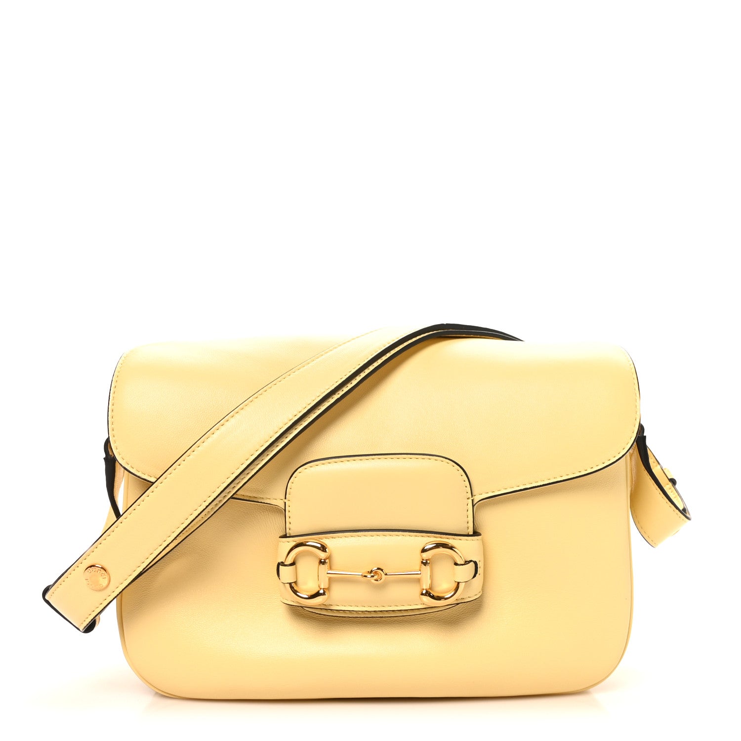Gucci Calfskin Horsebit 1955 Aura Small Shoulder Bag Yellow