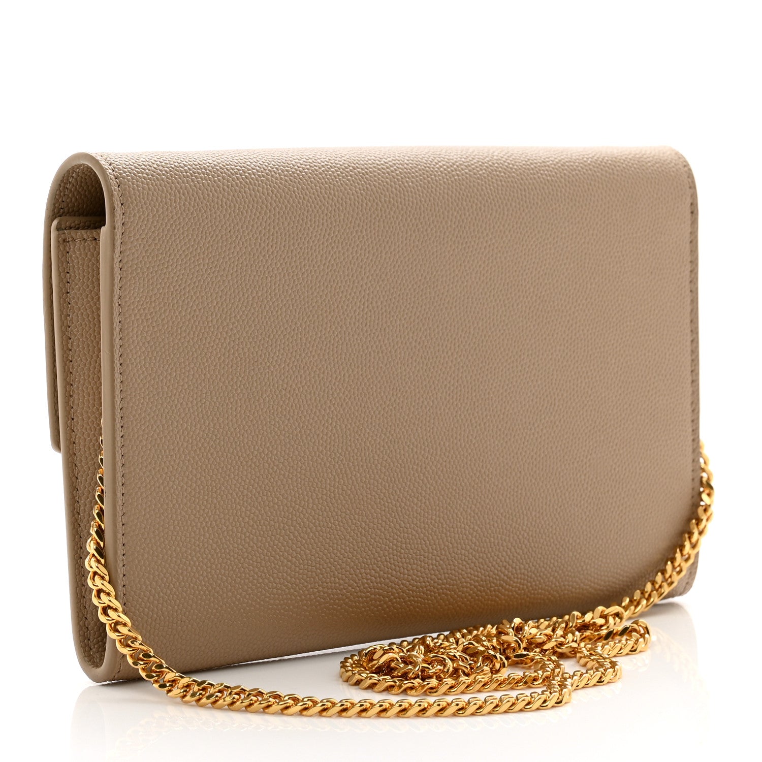 Saint Laurent Grain De Poudre Monogram Uptown Chain Wallet Dark Beige 4 of 11