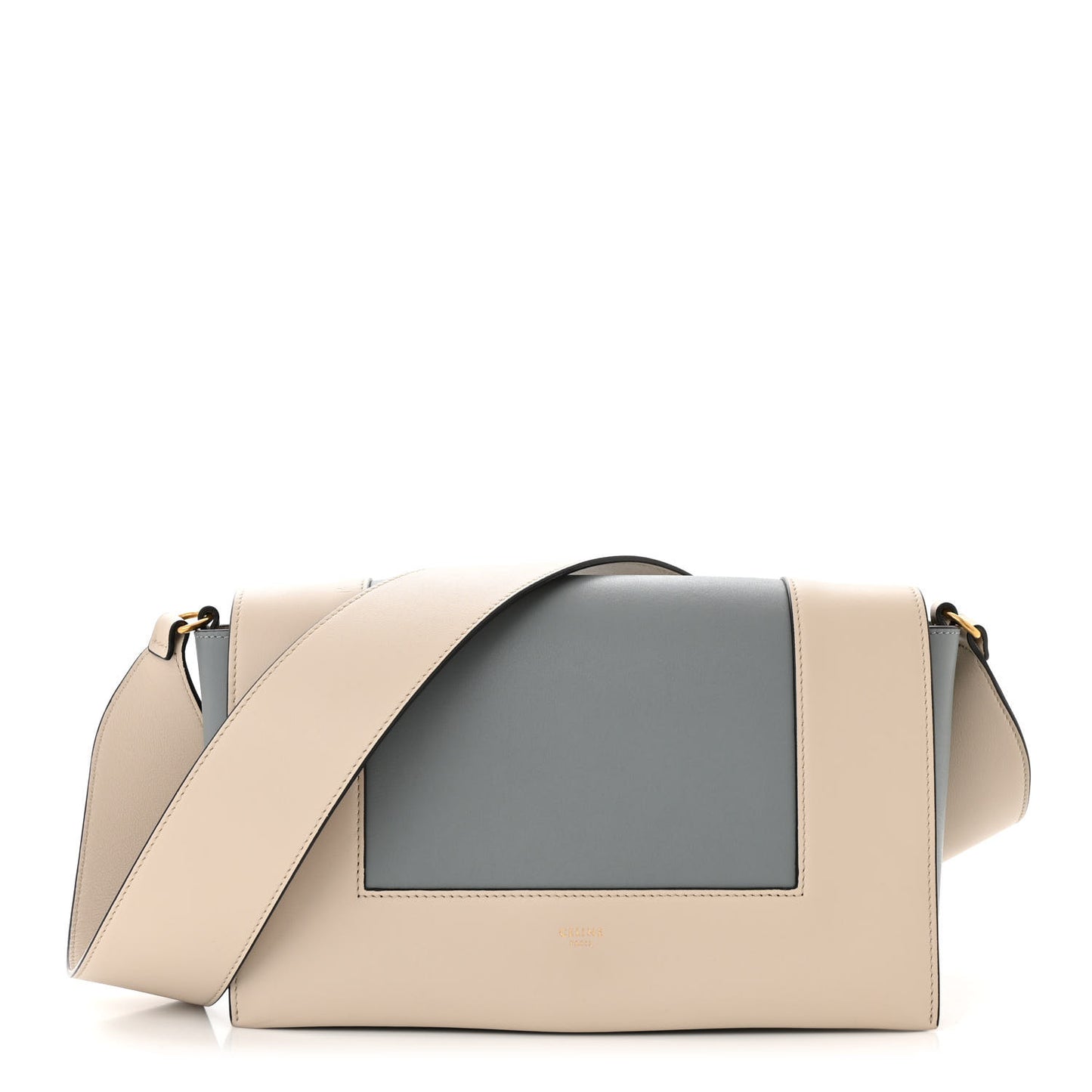 Shiny Smooth Calfskin Medium Frame Shoulder Bag Grege Storm