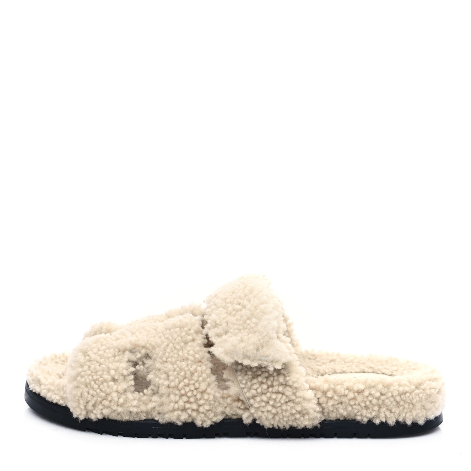 Hermes Woolskin Womens Chypre Sandals 40 Ecru 1 of 8
