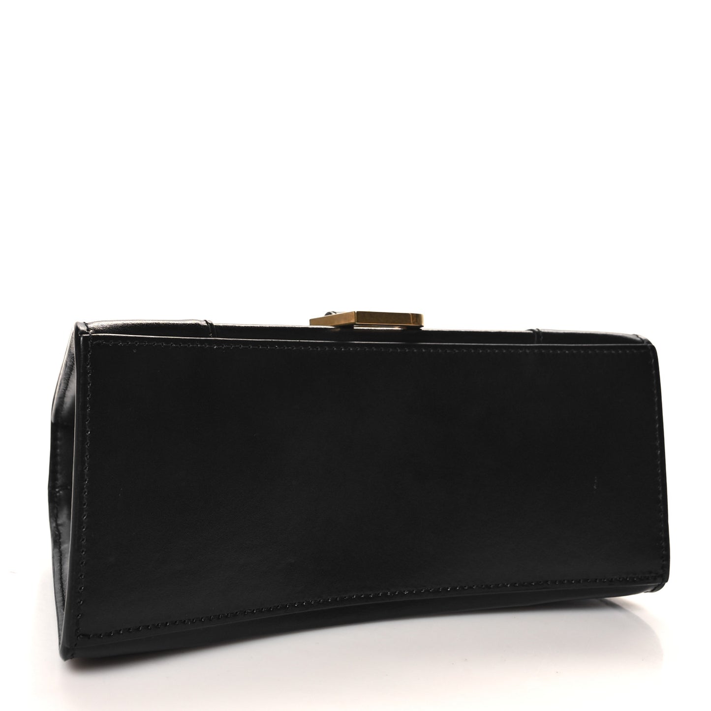 Shiny Box Calfskin Small Hourglass Top Handle Bag Black