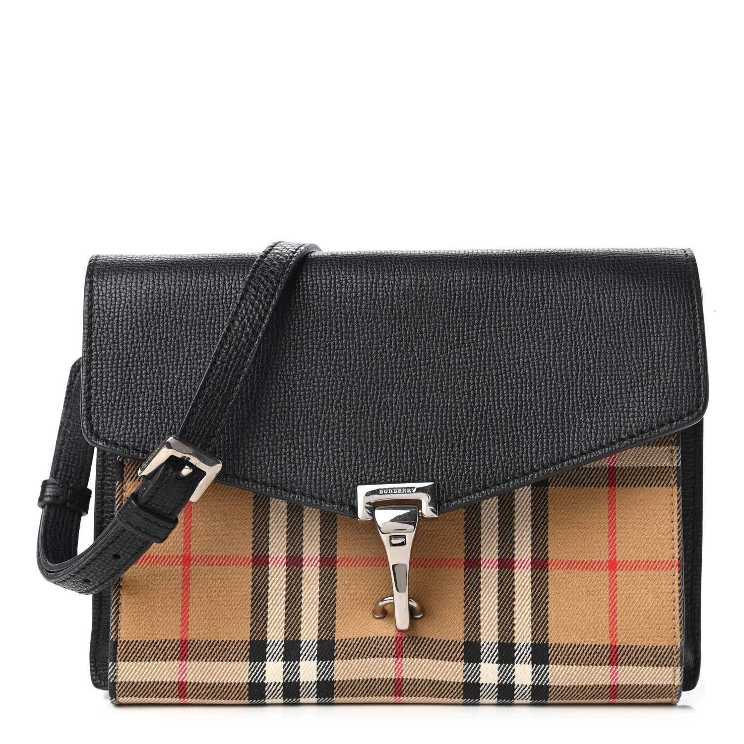 Burberry Derby Calfskin Vintage Check Small Macken Crossbody Bag Black 1 of 10
