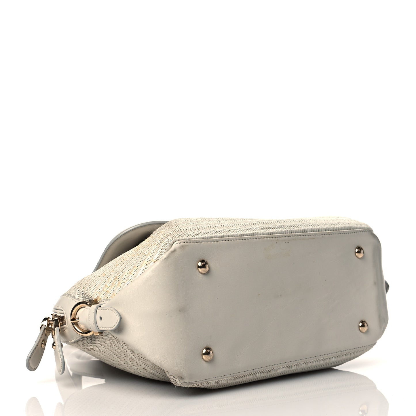 Straw Calfskin Fiamma Bag Beige