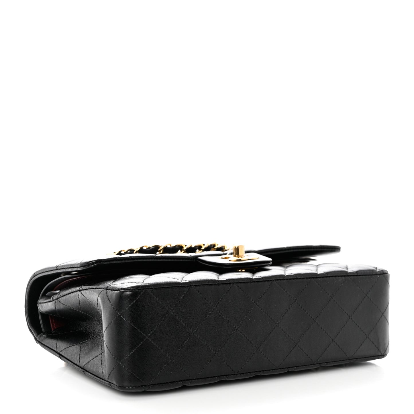 Lambskin Quilted Medium Double Flap Black