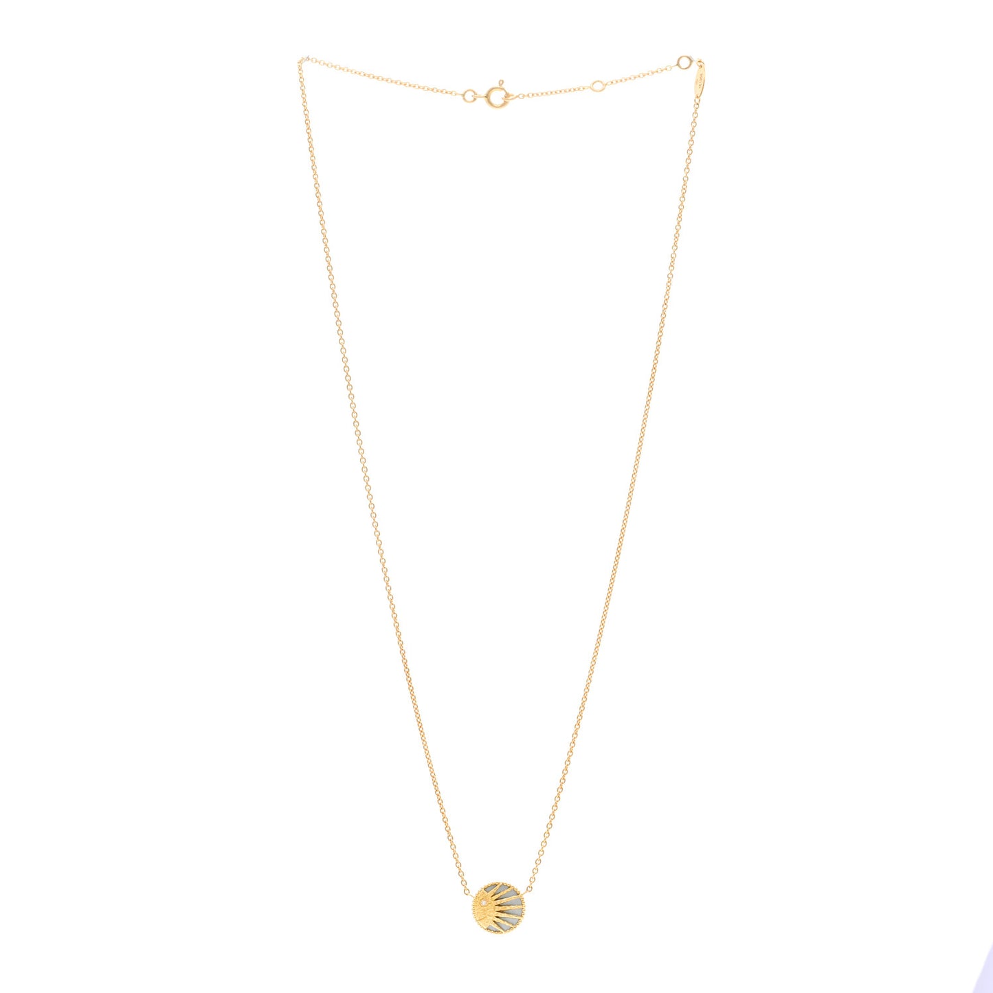 18K Yellow Gold Diamond Black Onyx Mother of Pearl Rose Celeste Pendant Necklace