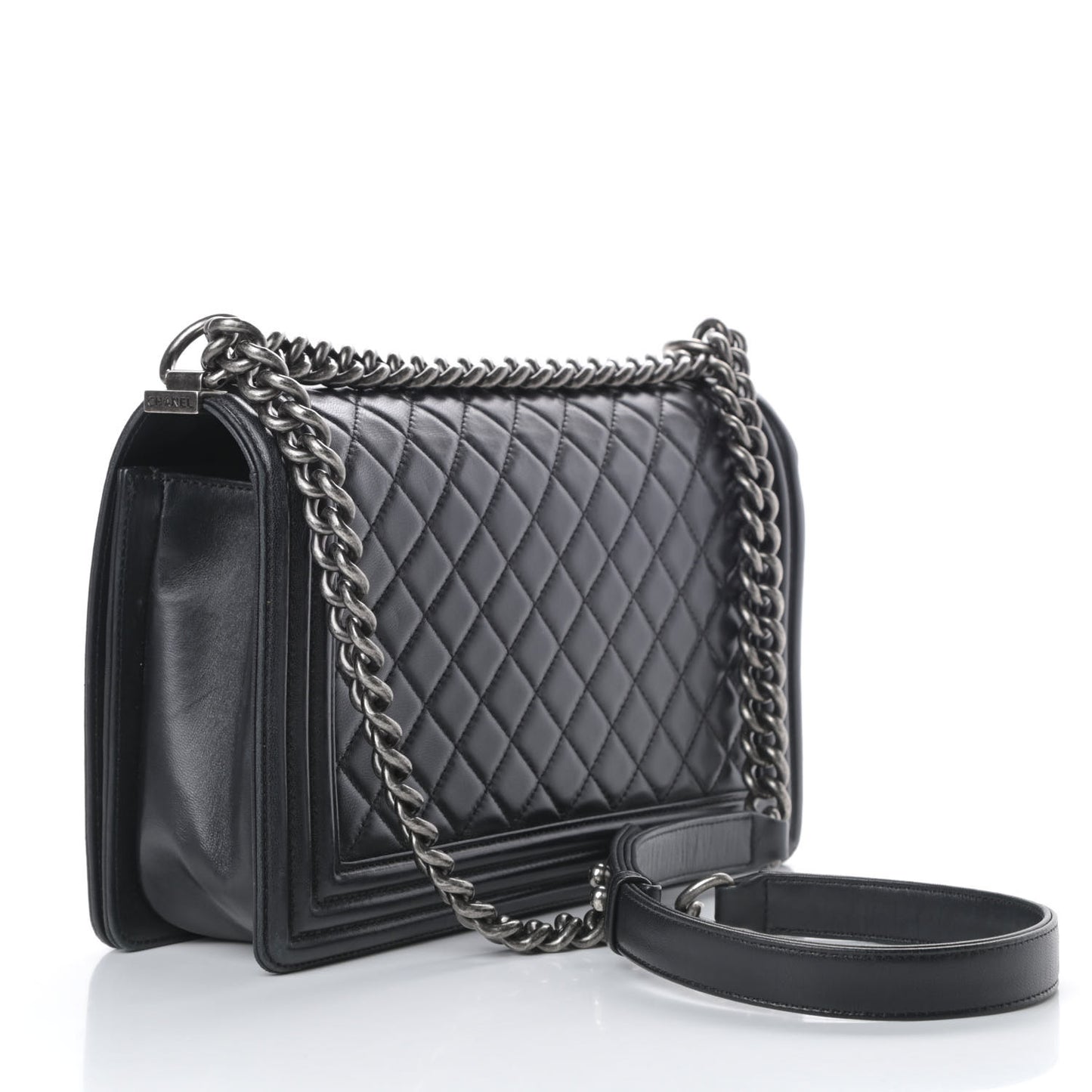 Lambskin Quilted New Medium Boy Flap Black