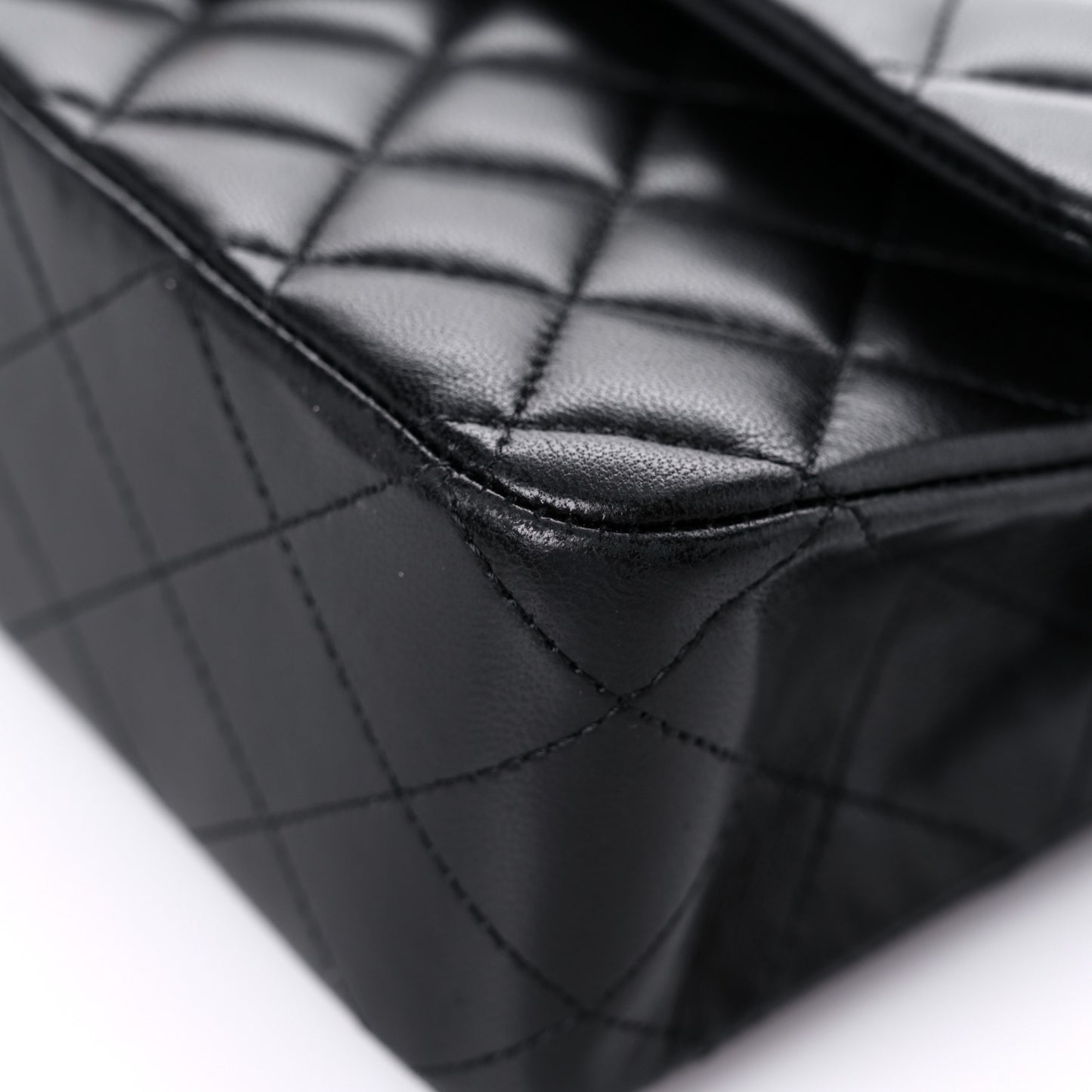 Lambskin Quilted Medium Double Flap Black