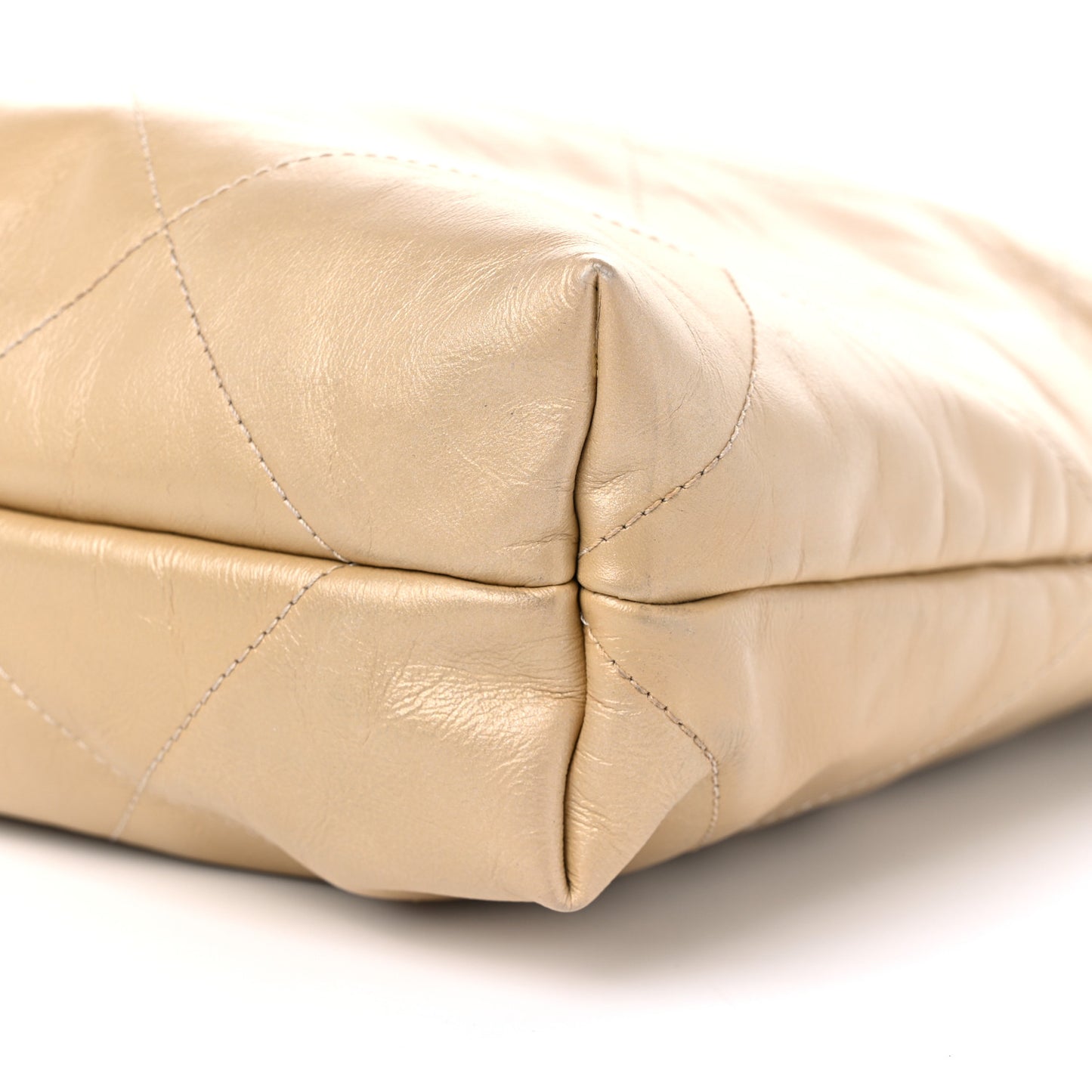 Shiny Crumpled Calfskin Quilted Chanel 22 Gold