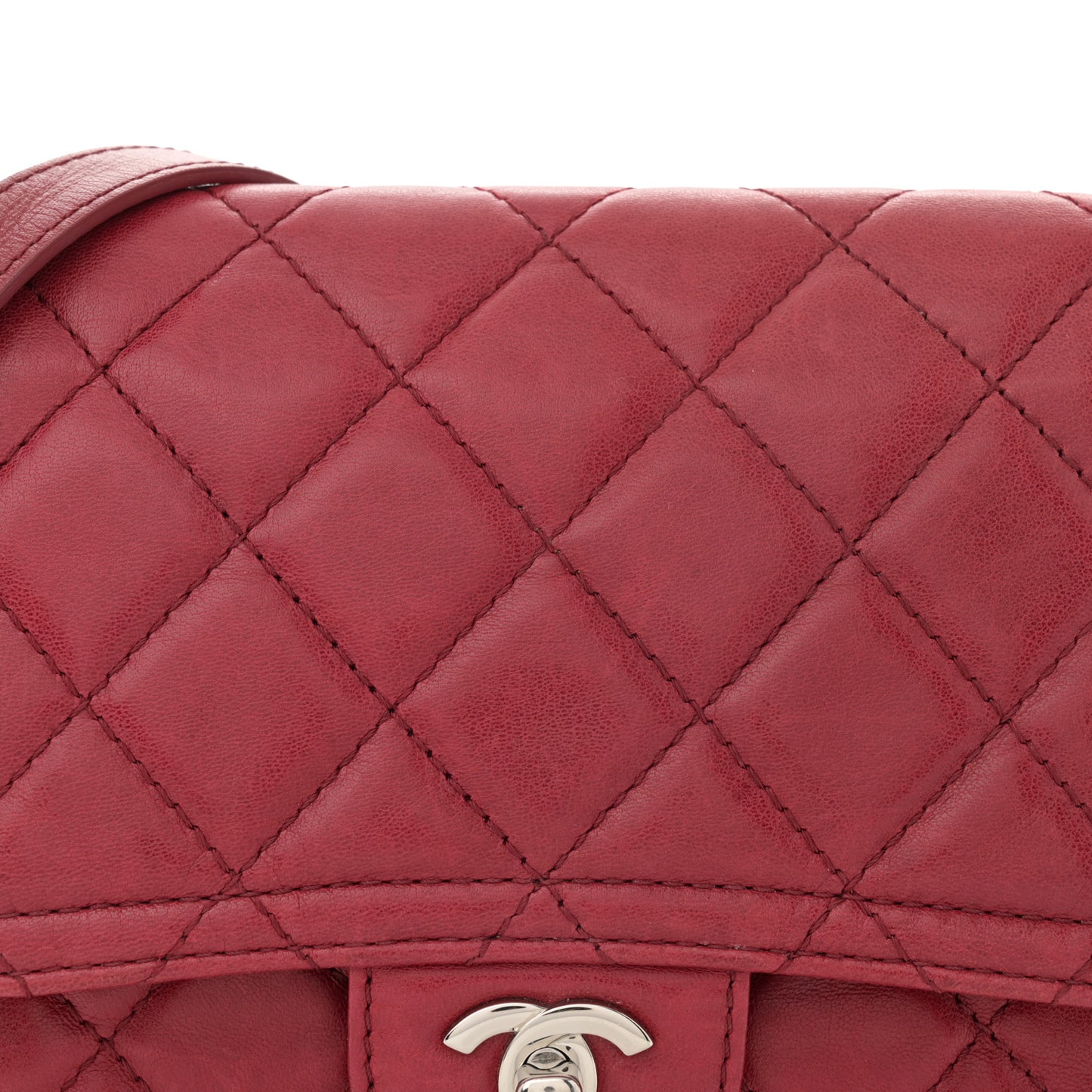 Lambskin Quilted Messenger Bag Red
