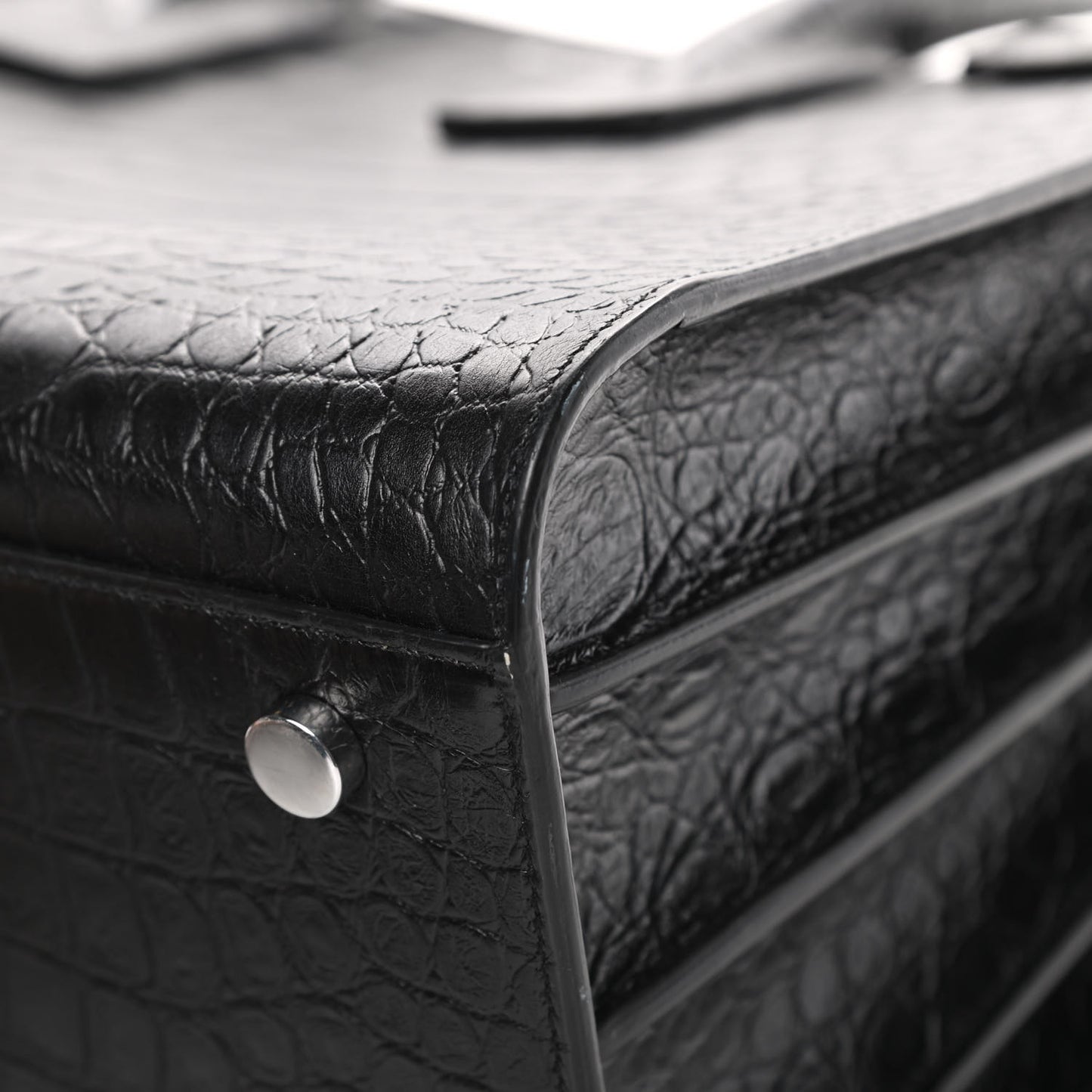 Calfskin Crocodile Embossed Small Sac de Jour Black