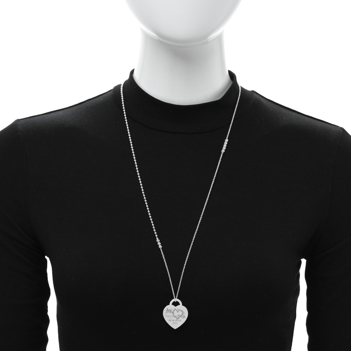 Sterling Silver Return to Tiffany Etched Heart and Arrow Tag Pendant Necklace