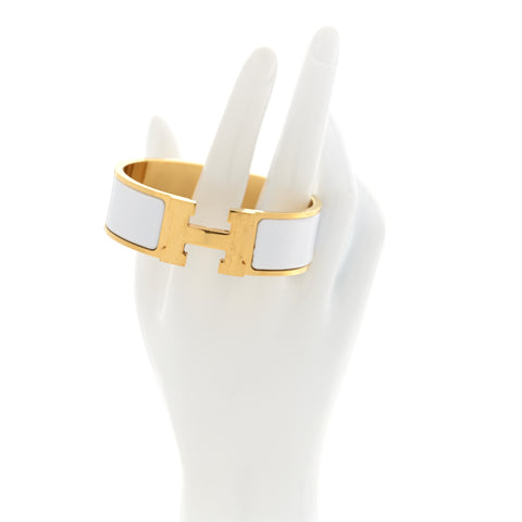 Enamel Wide Clic Clac H Bracelet PM White