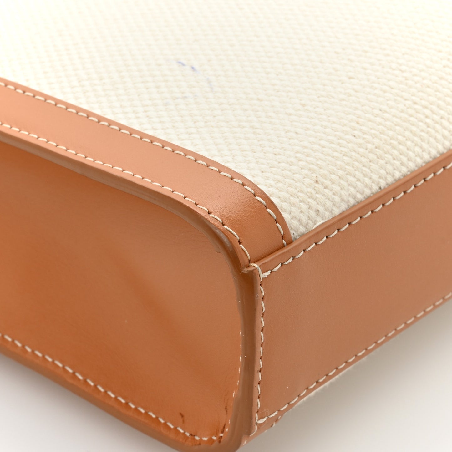 Canvas Calfskin Mini Vertical Cabas Natural Tan