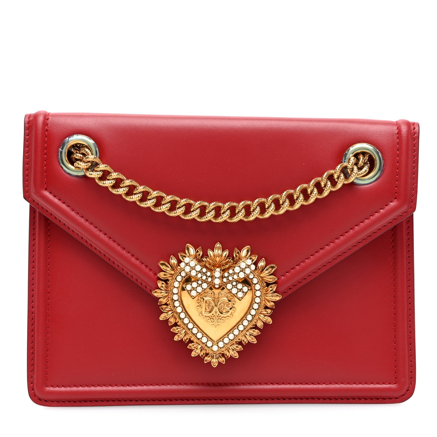 Dolce & Gabbana Smooth Calfskin Mini Devotion Crossbody Bag Rosso Papavero 1 of 10