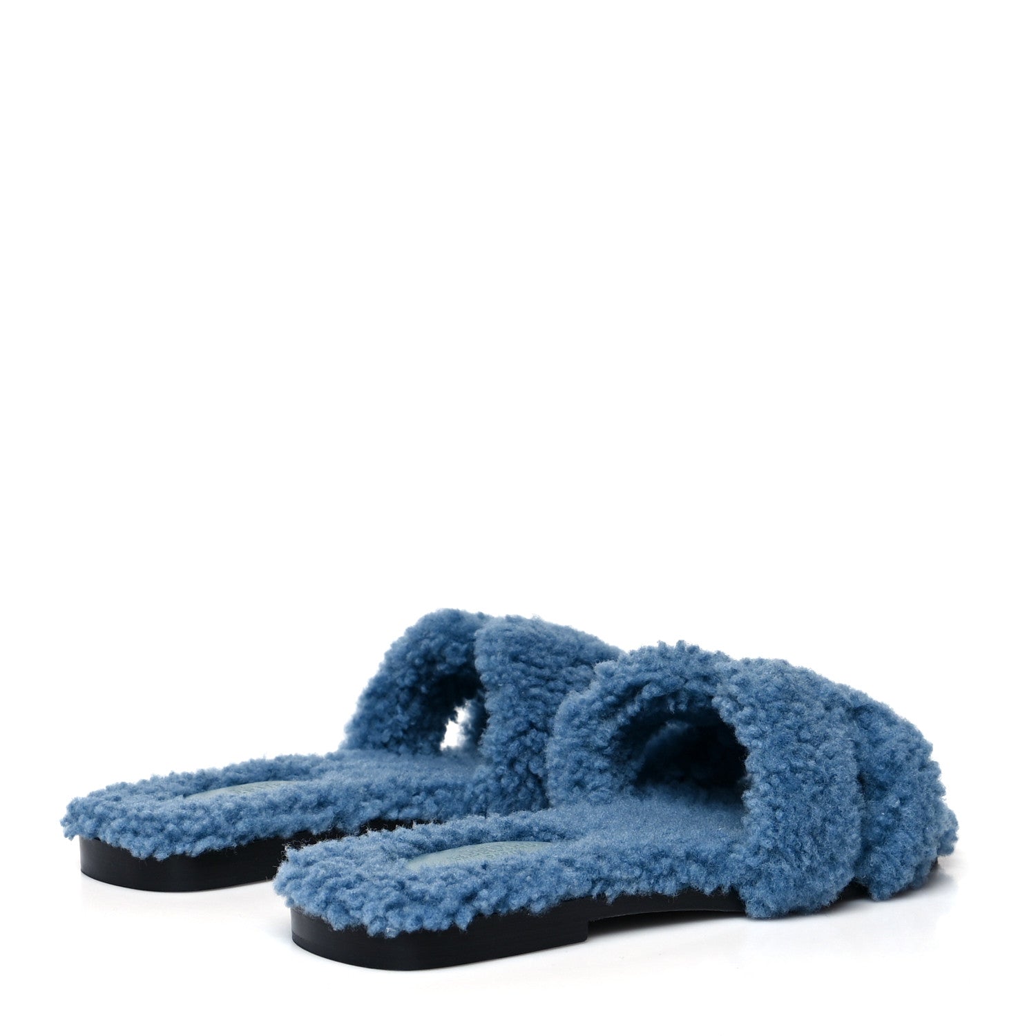 Hermes Woolskin Oran Sandals 38 Bleu 4 of 7