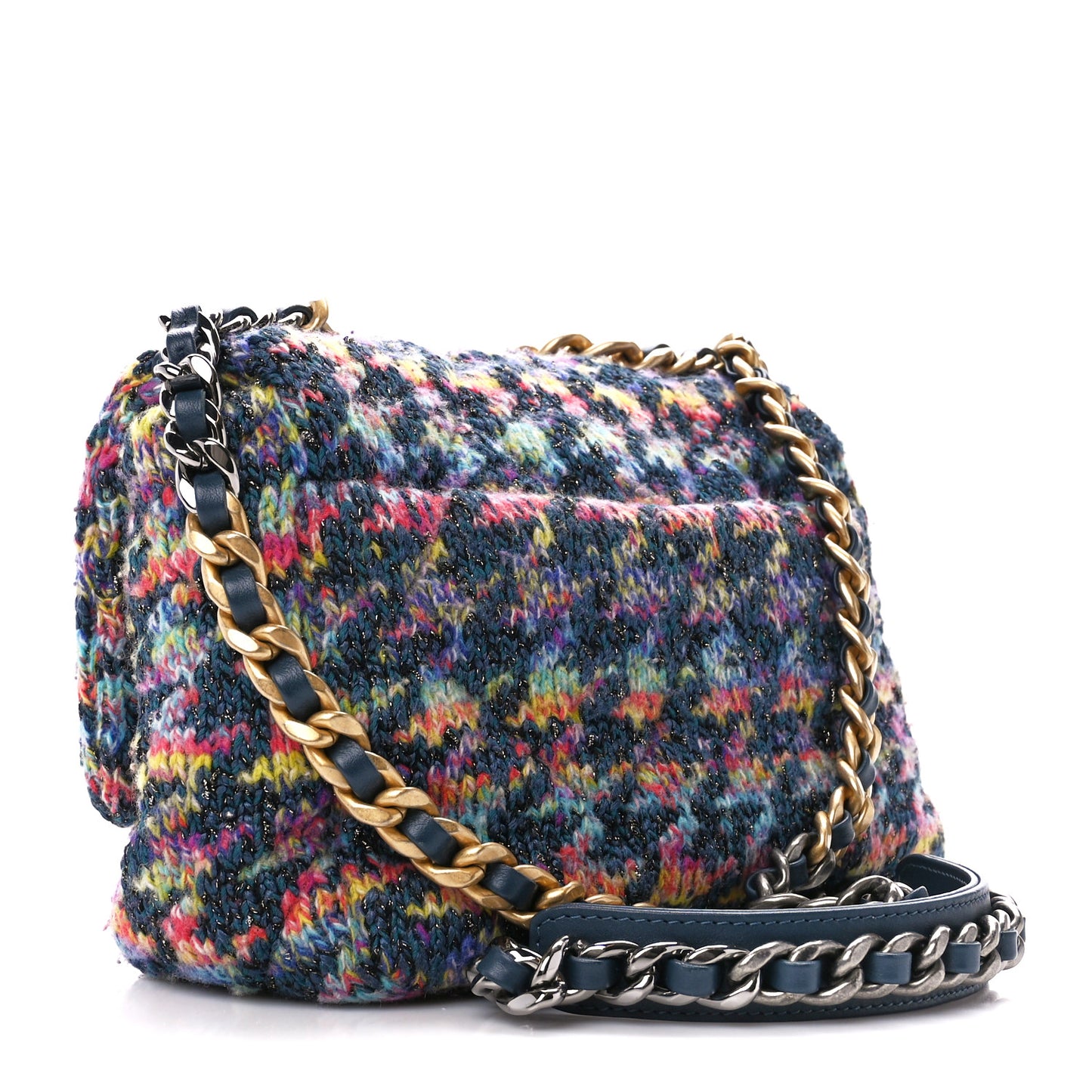 Tweed Quilted Medium Chanel 19 Flap Dark Multicolor