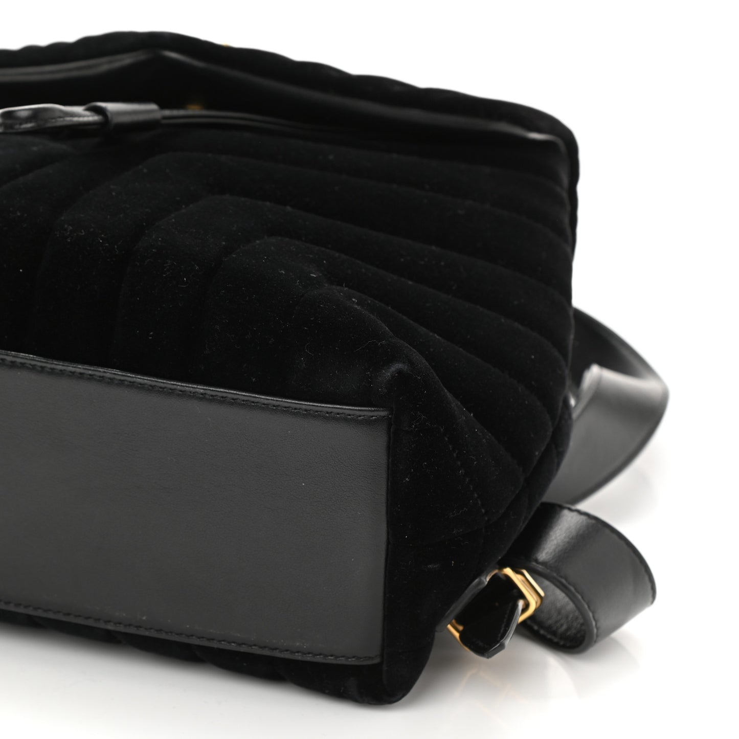 Velvet Y Quilted Monogram Small Loulou Backpack Black
