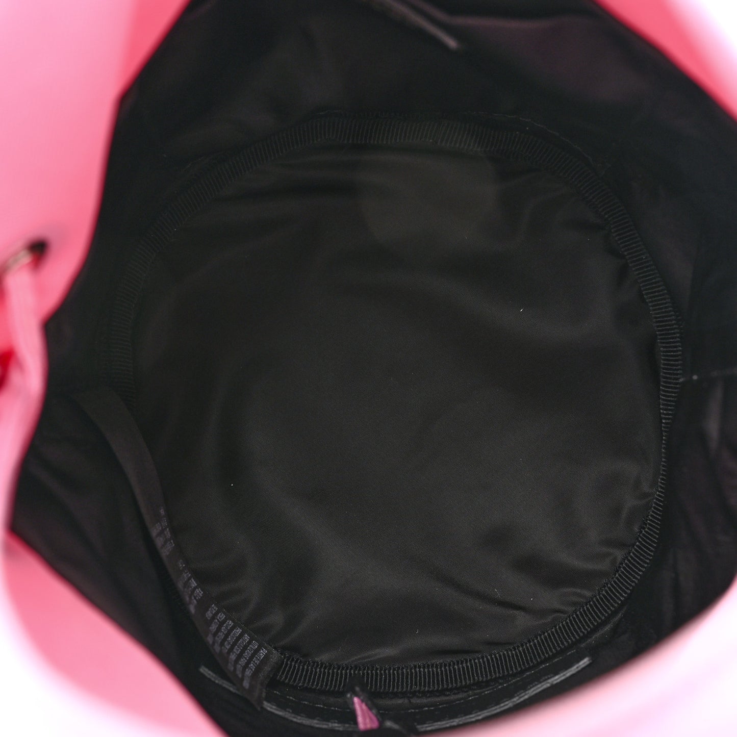 Recycled Sport Nylon Logo Embroidered Wheel Drawstring Bucket Bag XS Pink White
