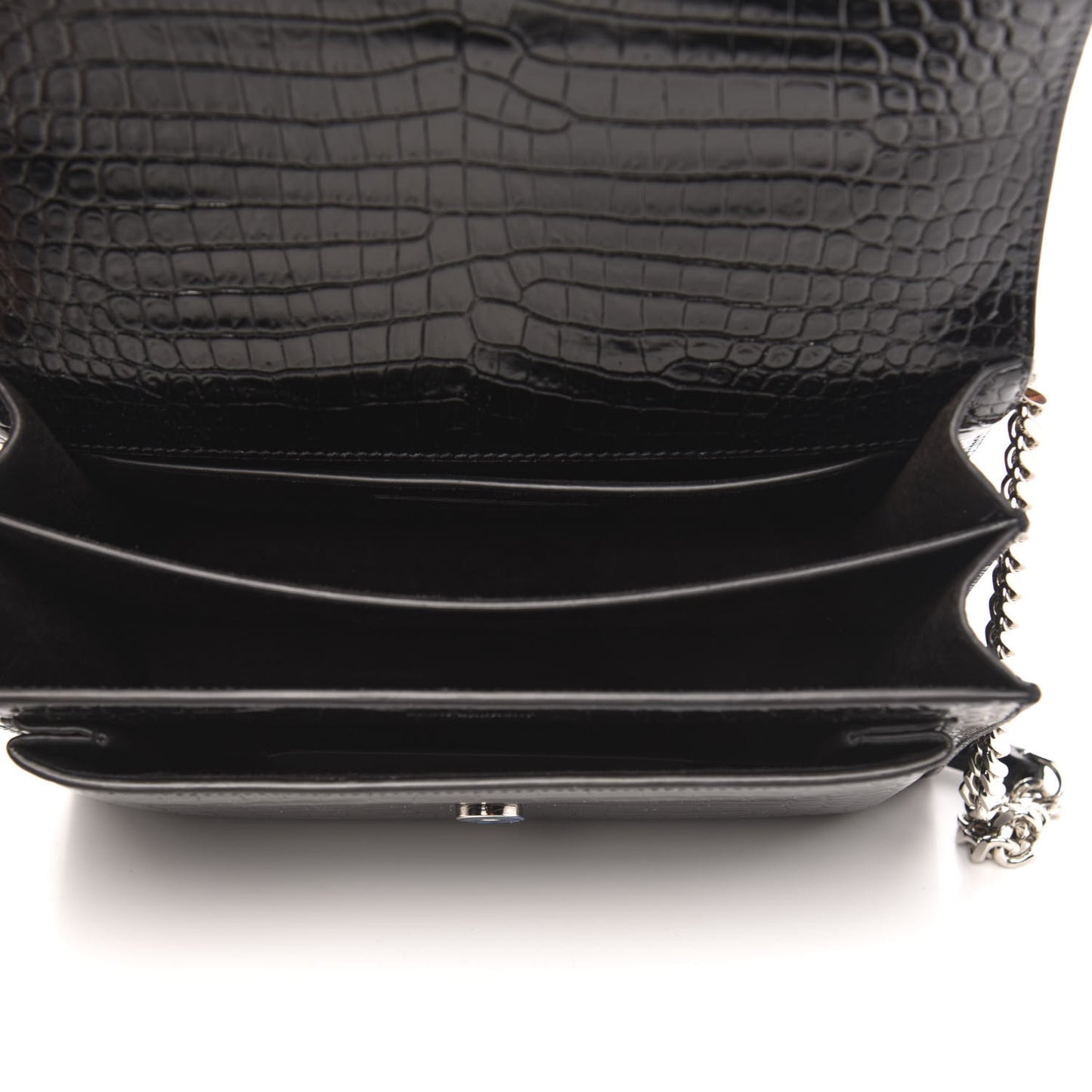 Calfskin Crocodile Embossed Monogram Sunset Black