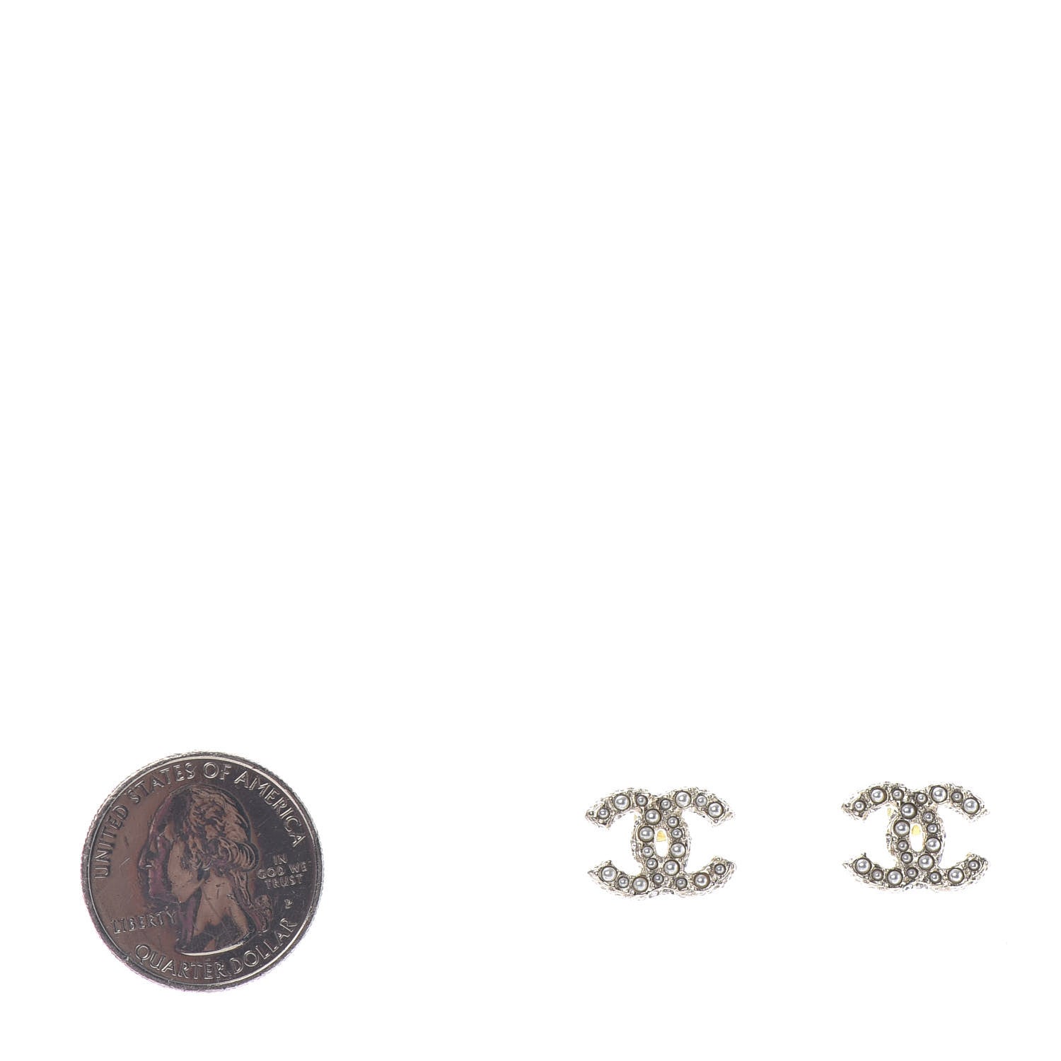 Chanel Pearl Crystal CC Earrings Light Gold 2 of 4
