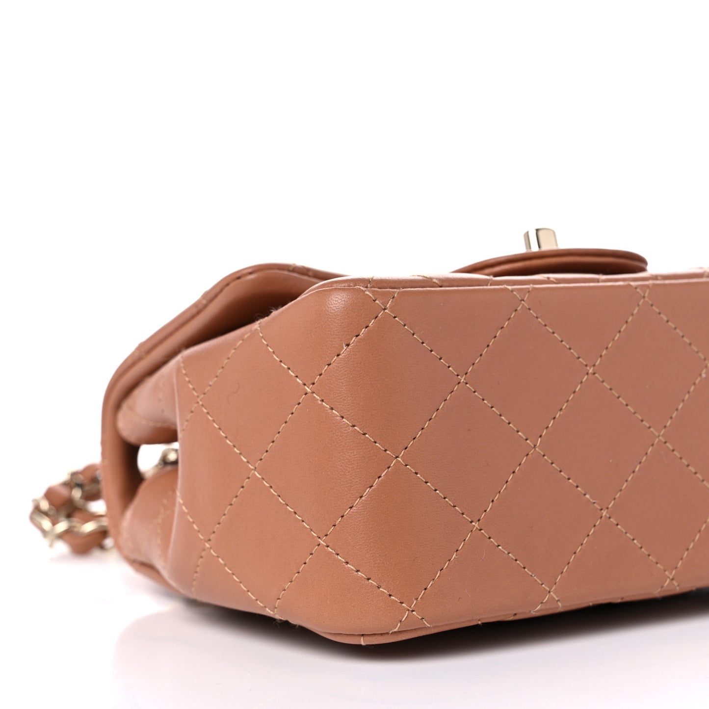 Lambskin Quilted Mini Square Flap Brown