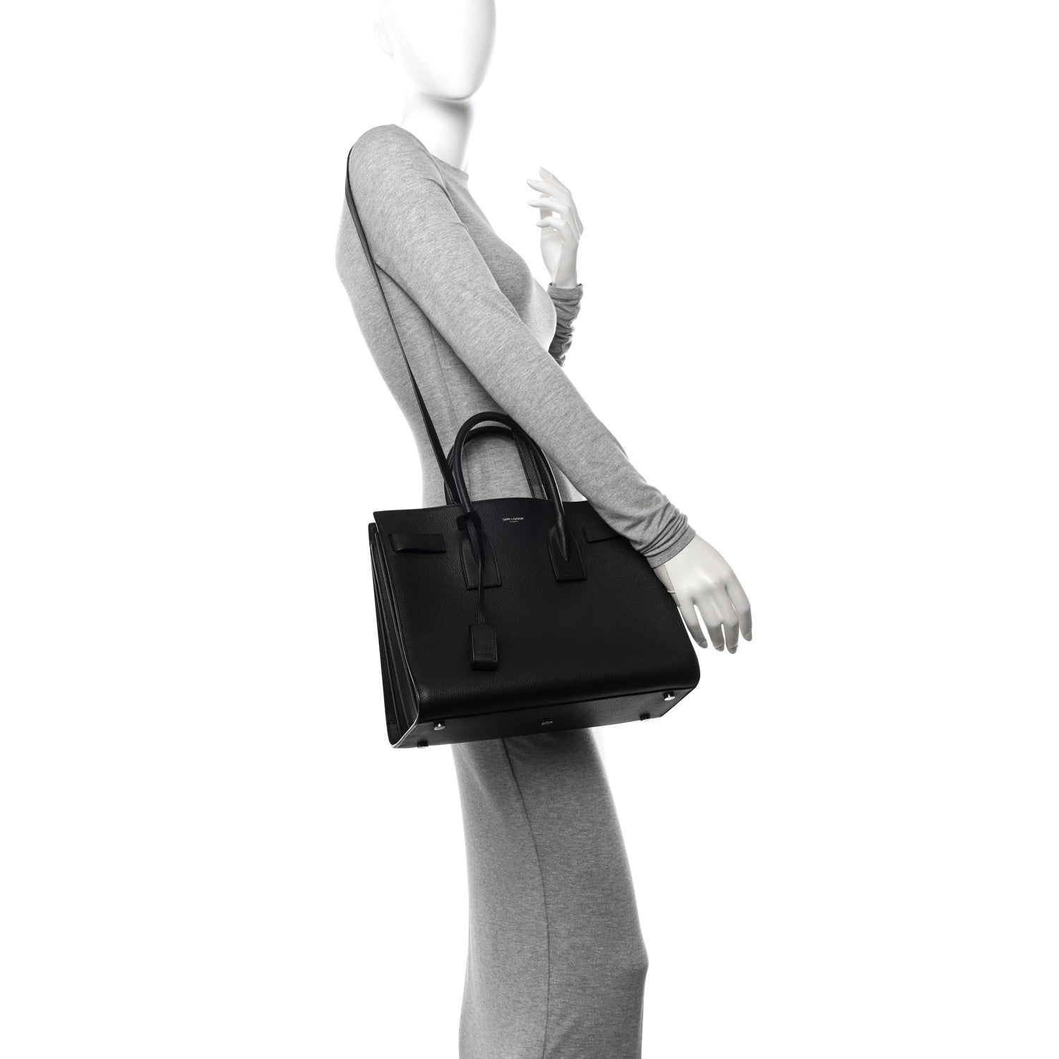 Saint Laurent Grained Calfskin Small Sac De Jour Black 2 of 10