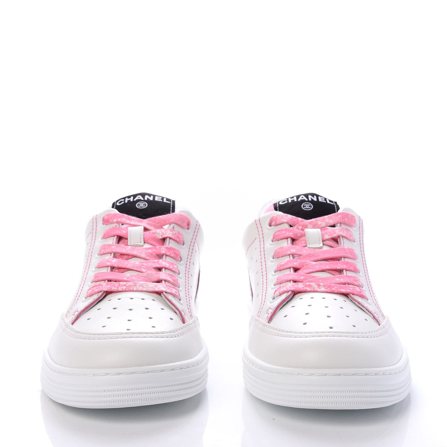 Calfskin Womens Logo Sneakers 39 White Pink