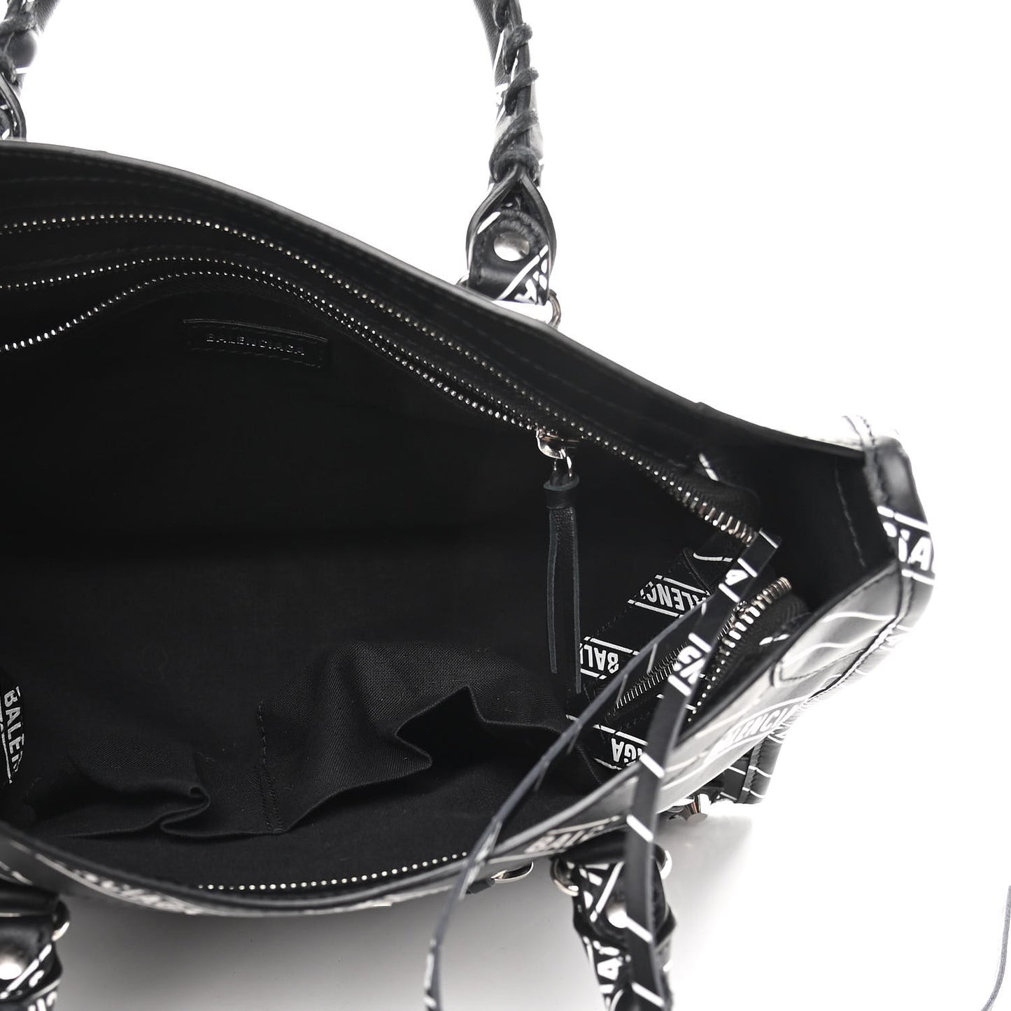 Veau Allover Logo Classic Silver Hardware S City Black White