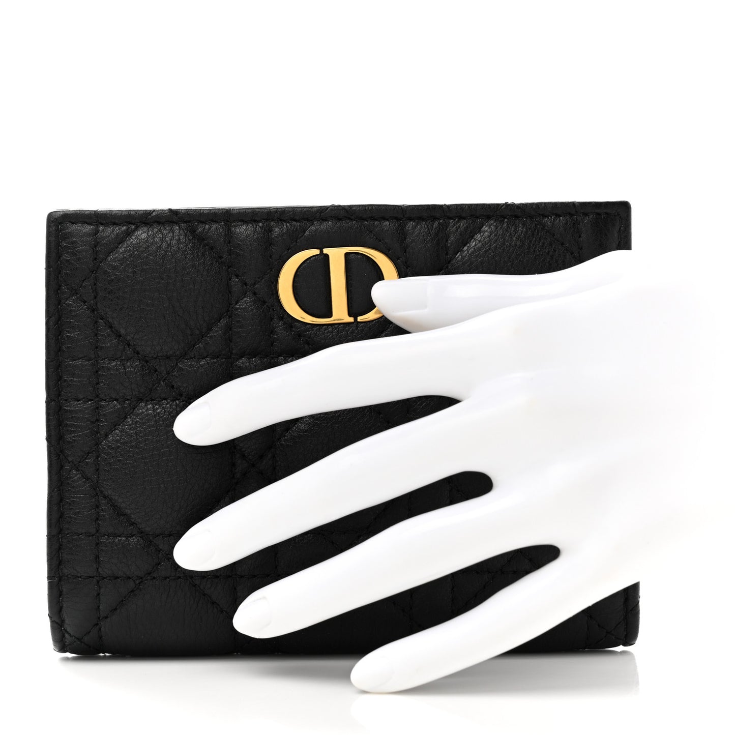Supple Calfskin Cannage Caro Slim Wallet Black