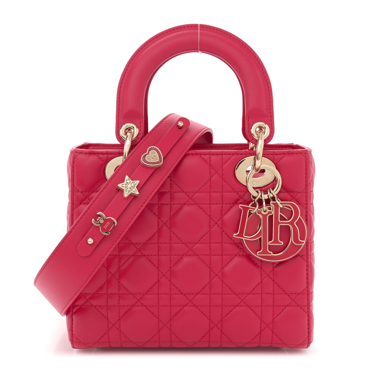 Christian Dior Lambskin Cannage Small My ABCDior Lady Dior Fuchsia 1 of 12