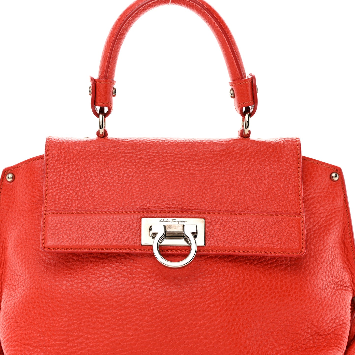 Grained Calfskin Sofia Satchel Red